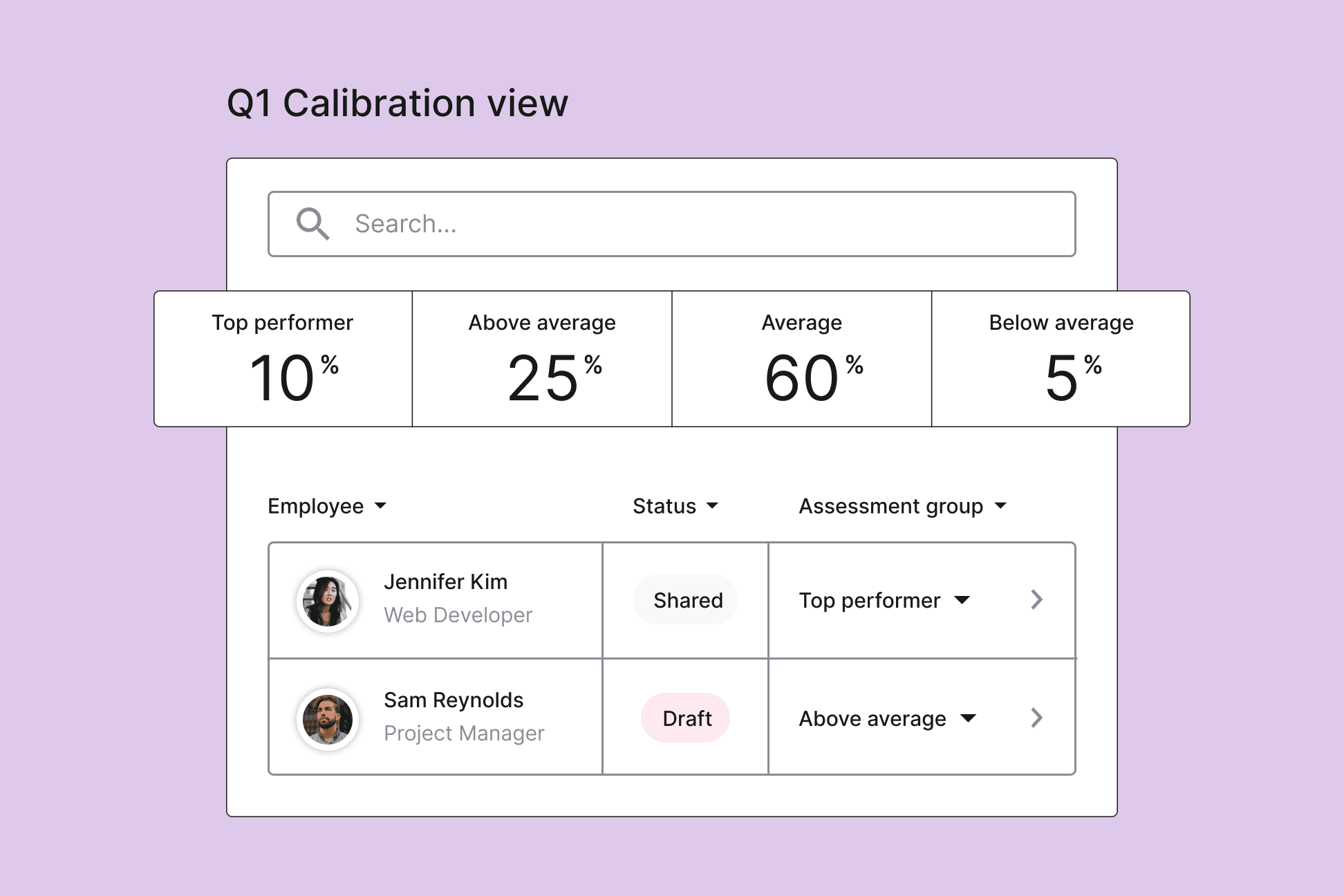 Example calibration view widget