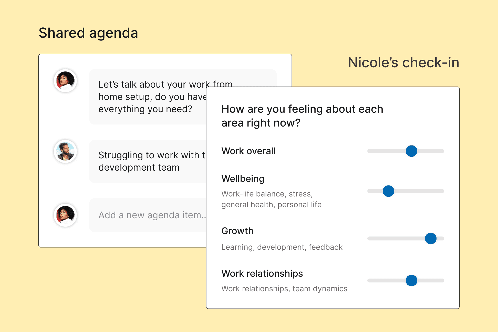 Example 1-on-1s widgets