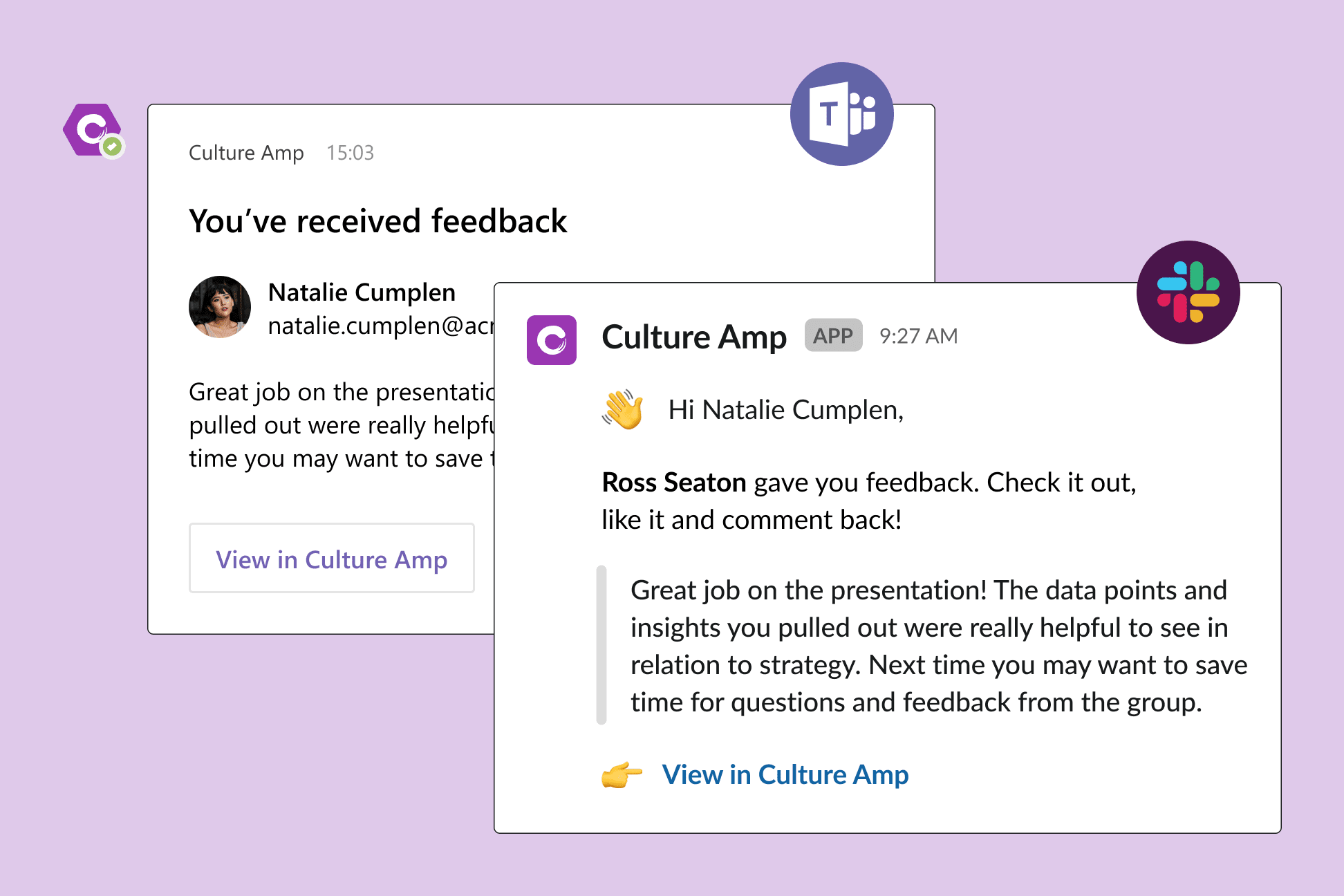 Example feedback widgets